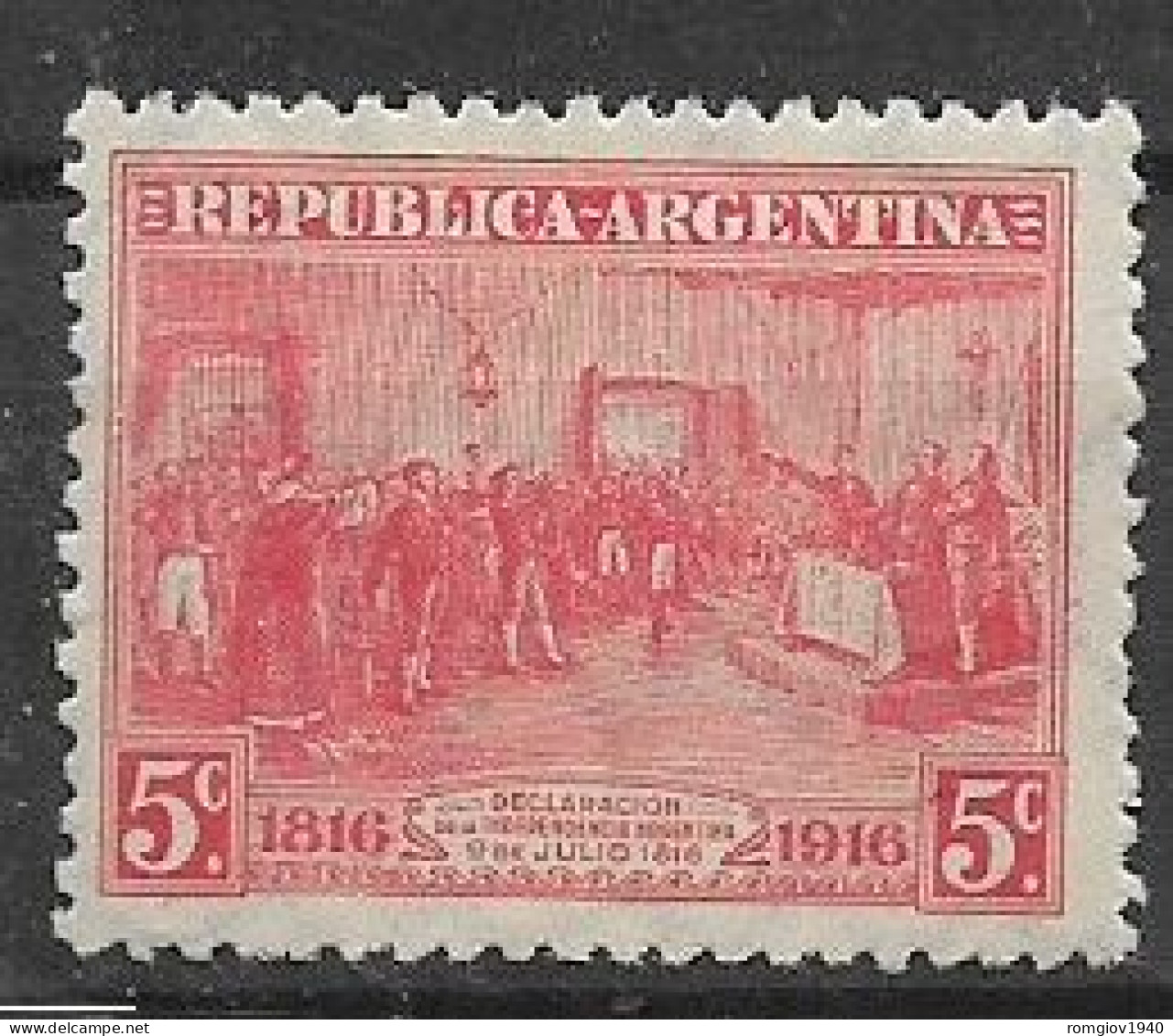 ARGENTINA  1916 CENTENARIO DELL'INDIPENDENZA  YVERT. 201 B  MLH XF (FILIGRANA ESAGONALE ORRIZONTALE)+++++++++ - Ongebruikt