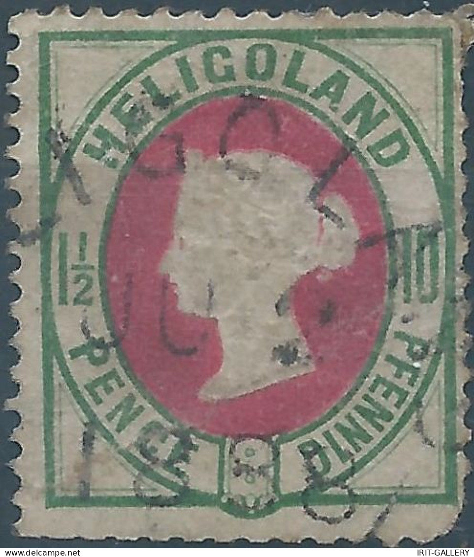 Germany-Deutschland,Old Germany Helgoland 1875 New Drawing-Value In English & German Currency, 10/10Pfg/P,Canceled - Heligoland