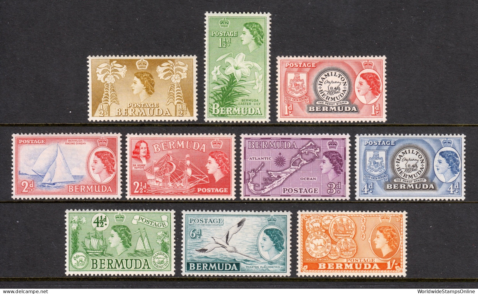 Bermuda - Scott #143//155 - MH - Short Set, 10 Values - SCV $11 - Bermuda