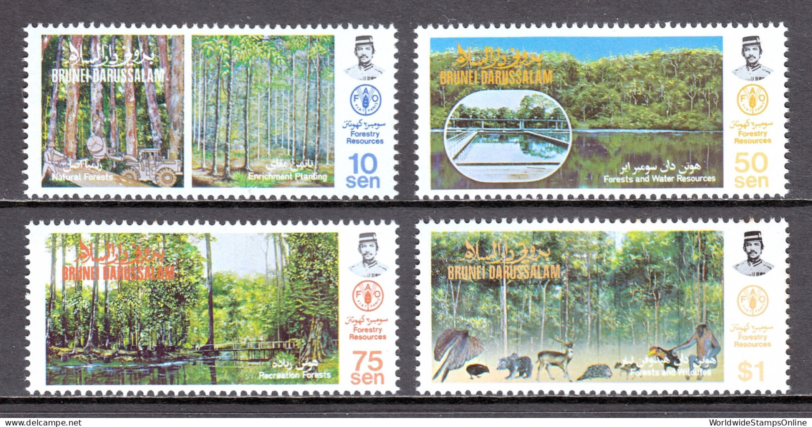 Brunei - Scott #313-316 - MNH - Some Perf Toning - SCV $17.00 - Brunei (1984-...)