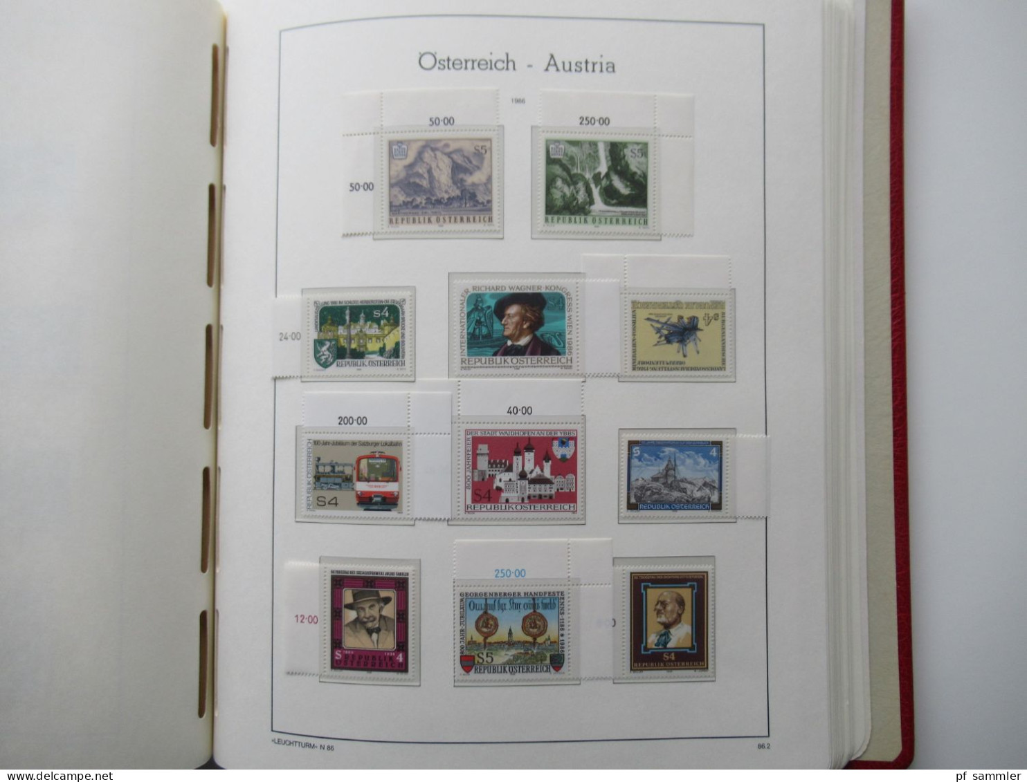 Österreich 1984- 1992 doppelt gesammelt ** und gestempelt etliche Randstücke! Schöne Sammlung im Leuchtturm VD Album