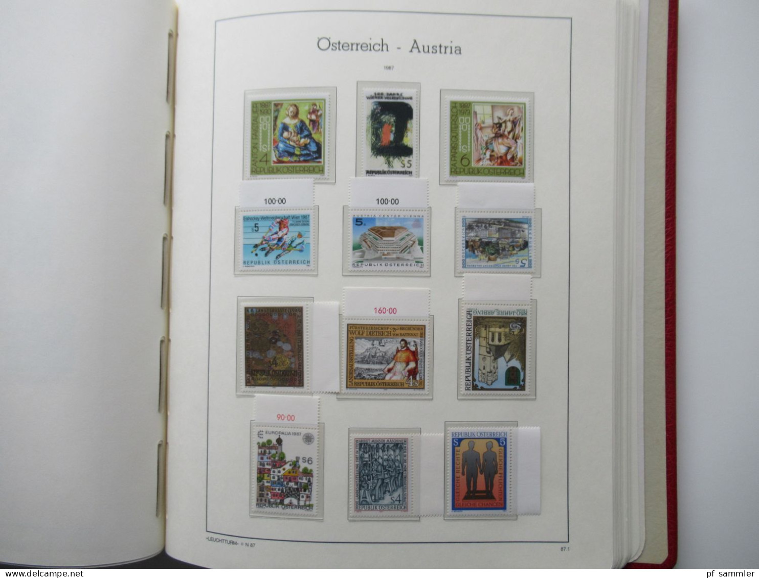 Österreich 1984- 1992 doppelt gesammelt ** und gestempelt etliche Randstücke! Schöne Sammlung im Leuchtturm VD Album