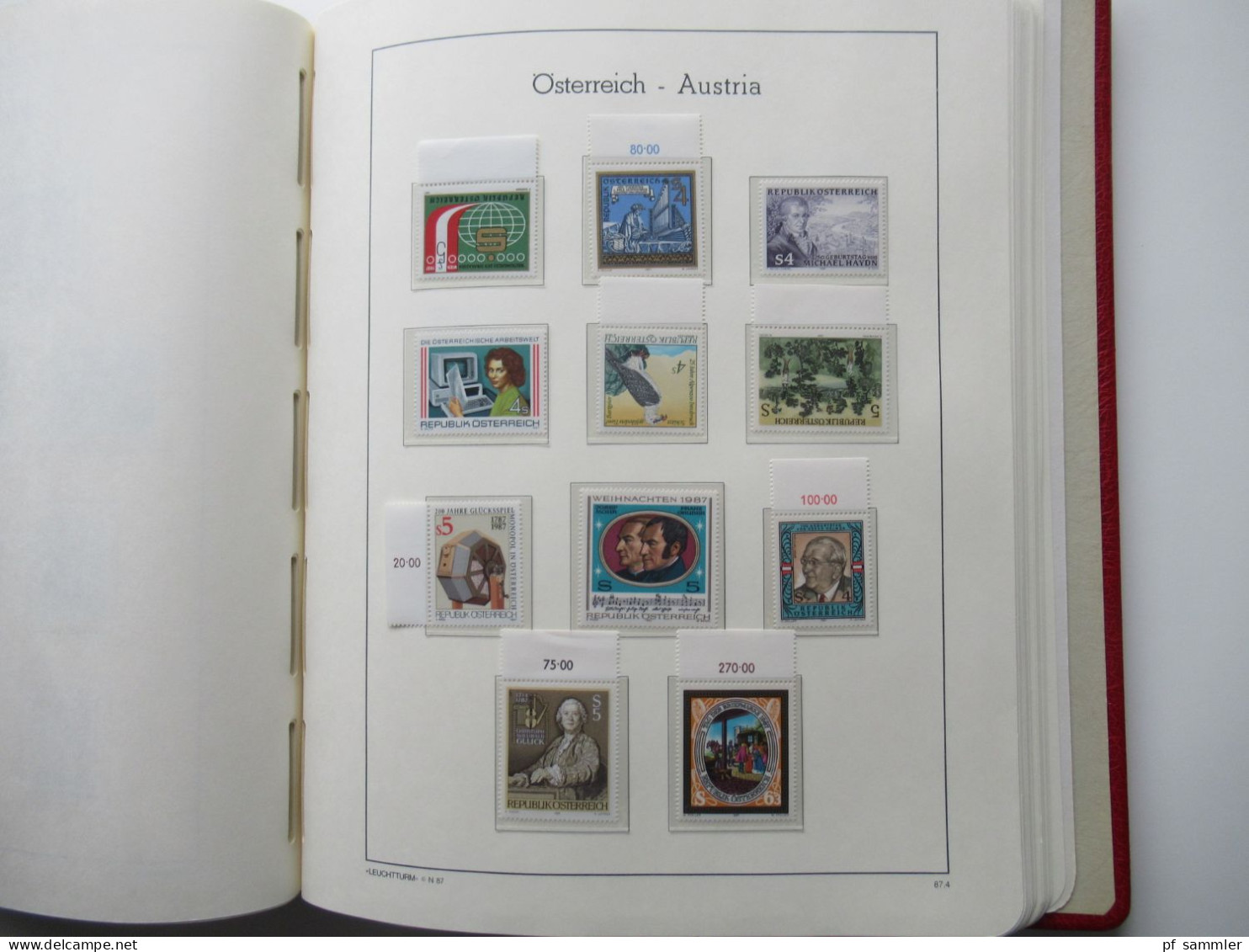 Österreich 1984- 1992 doppelt gesammelt ** und gestempelt etliche Randstücke! Schöne Sammlung im Leuchtturm VD Album