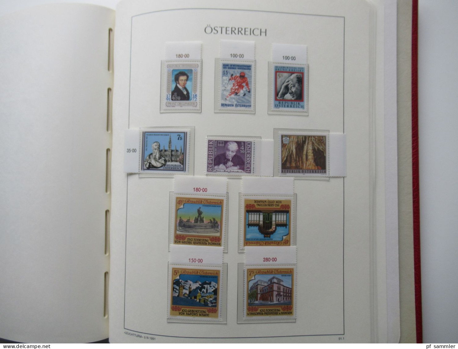 Österreich 1984- 1992 doppelt gesammelt ** und gestempelt etliche Randstücke! Schöne Sammlung im Leuchtturm VD Album