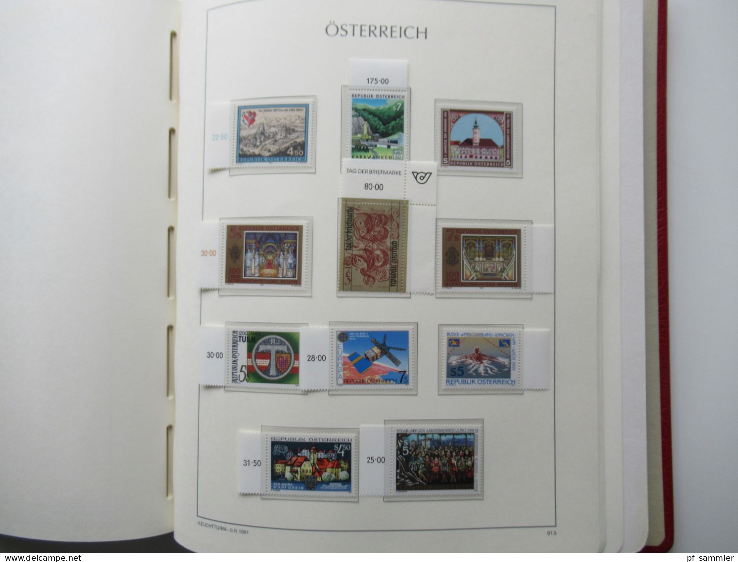 Österreich 1984- 1992 doppelt gesammelt ** und gestempelt etliche Randstücke! Schöne Sammlung im Leuchtturm VD Album