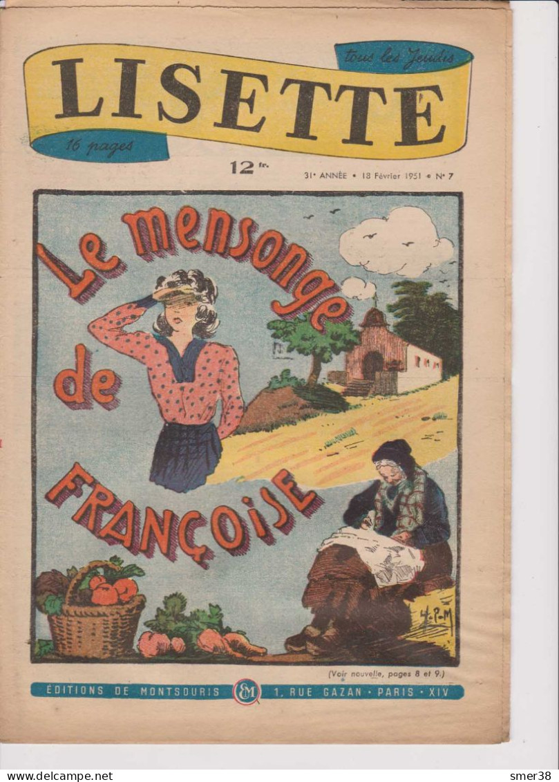 Lisette - Journal Des Fillettes  - 1951  - N°7 18/02/1951 - Lisette
