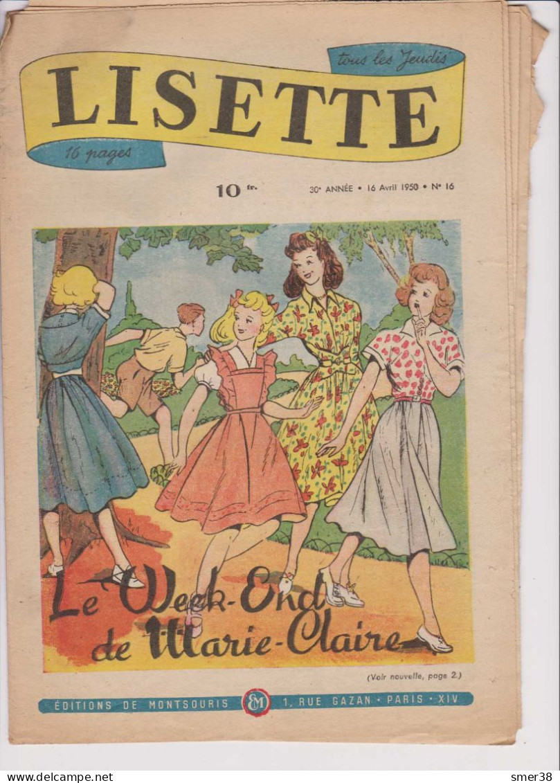 Lisette - Journal Des Fillettes  - 1950  - N°16 -   16/4/1950 - Lisette