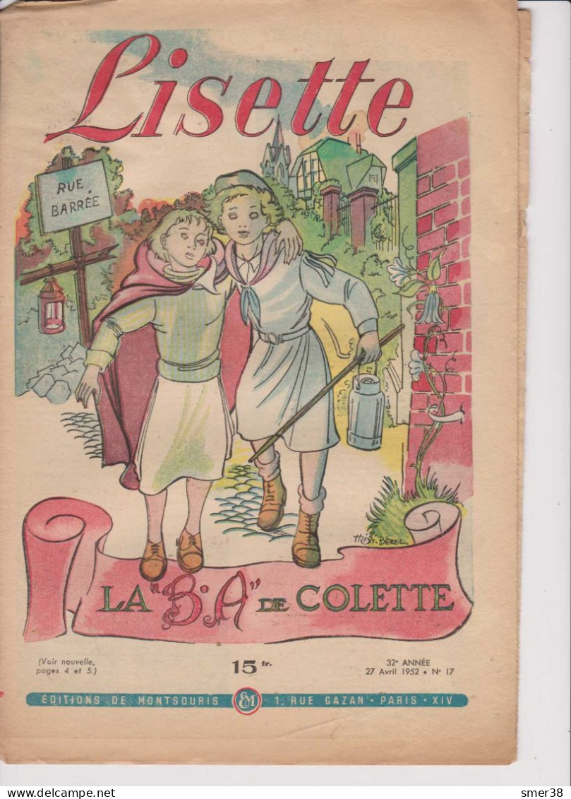 Lisette - Journal Des Fillettes  - 1952  - N°17-   27/04/1952 - Lisette