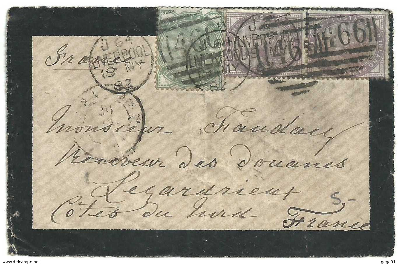 YT 67 Et 73 - Reine Victoria - Lettre De Liverpool Pour La France - Devant D'enveloppe - Lettres & Documents