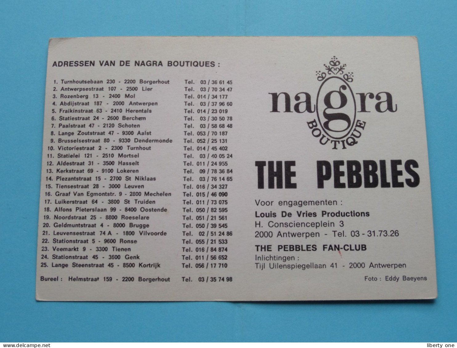 The PEBBLES ( ANTWERPEN ) Anno 19?? ( Zie / Voir Scans ) Publikaart > Gehandtekend ! - Cantanti E Musicisti