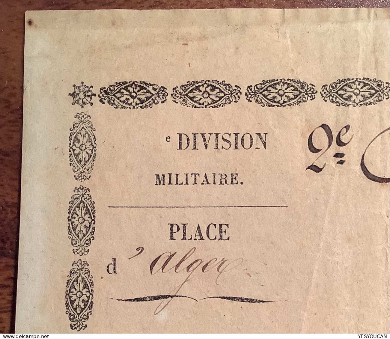 RR ! Certificat De Bonne Conduite 1853 ALGER EMPIRE FRANÇAIS (Algerie Génie Militaire France Military Militaria Document - Documenten