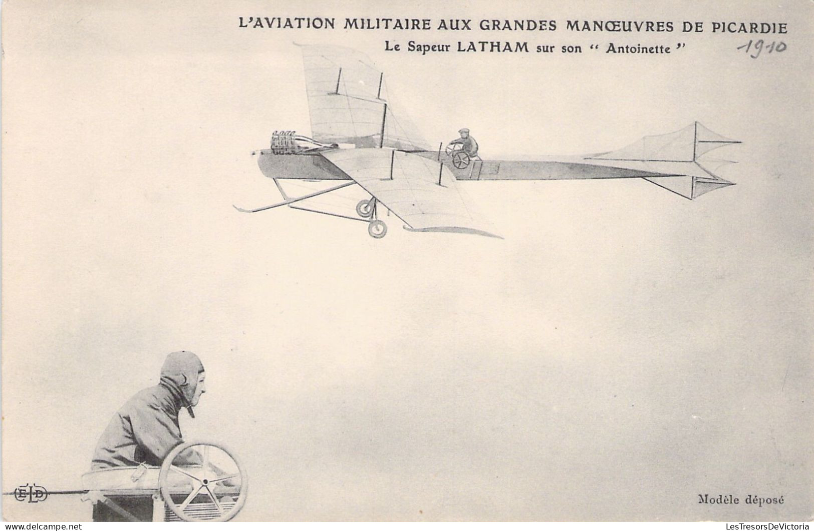 AVIATEUR - Le Sapeur LATHAM Sur Son Antoinette - Carte Postale Ancienne - Aviatori