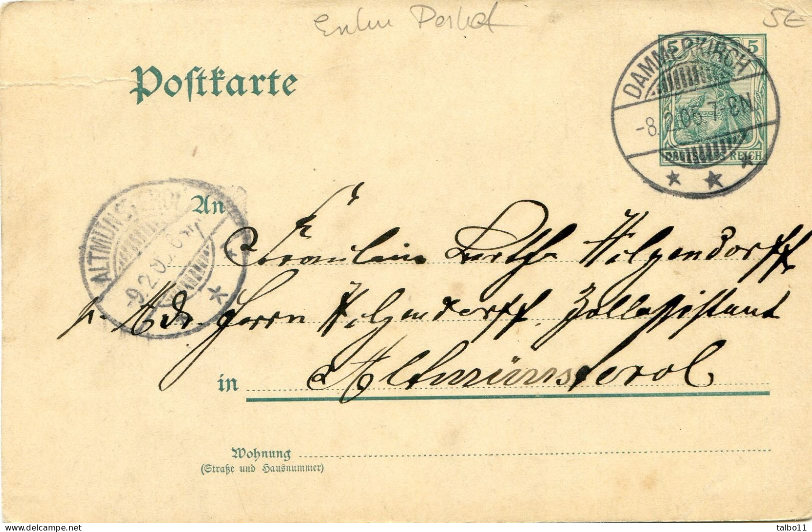 Entier Postal Allemand - Dammerkirch - Cartes Précurseurs