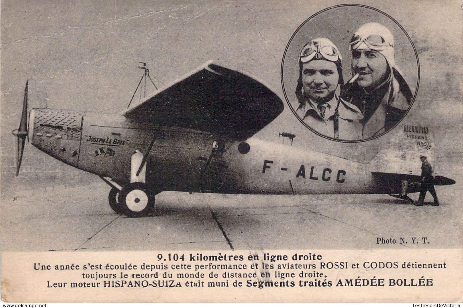 AVIATEUR - ROSSI Et CODOS - Record De Ligne Droite - Carte Postale Ancienne - Aviateurs