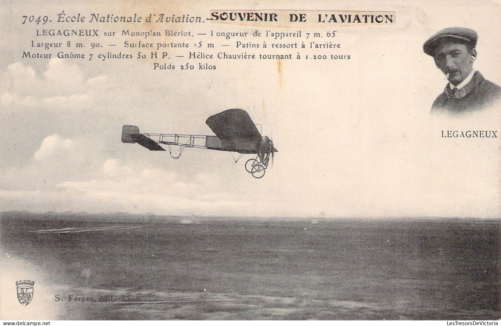 AVIATEUR - LEGAGNEUX Sur Monoplan Blériot - Carte Postale Ancienne - Aviateurs