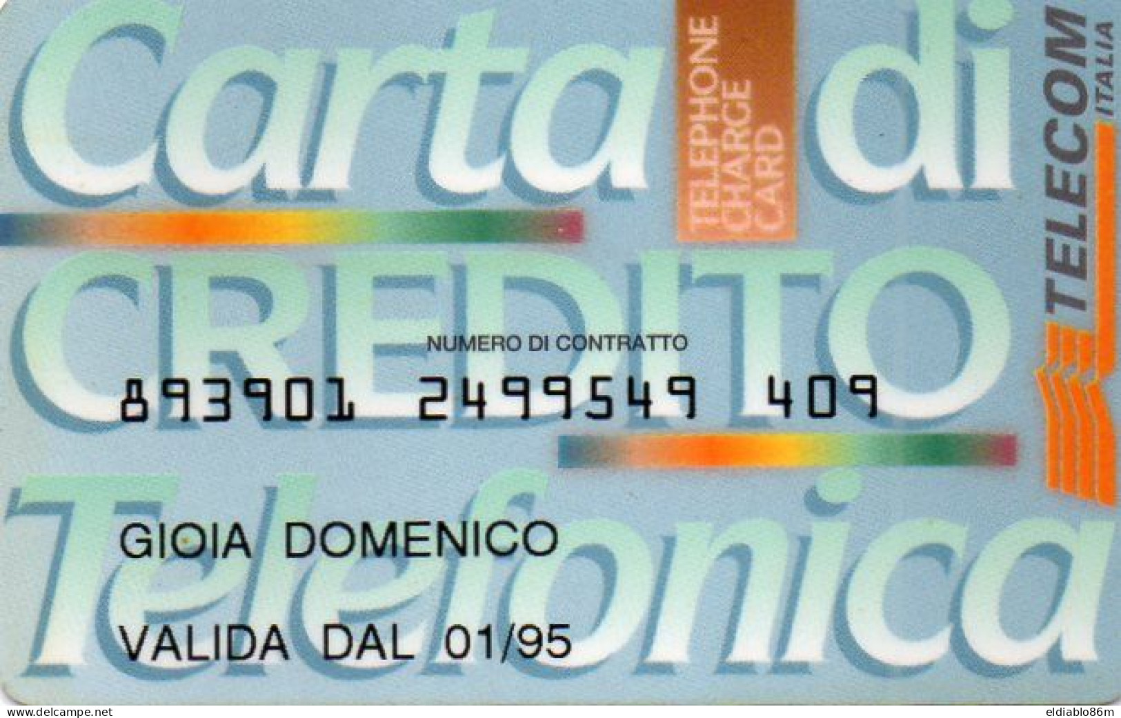 ITALY - MAGNETIC CARD - USI SPECIALI - CARTA DI CREDITO TELEFONICA TELECOM ITALIA - 01/95 - 4018 - Speciaal Gebruik