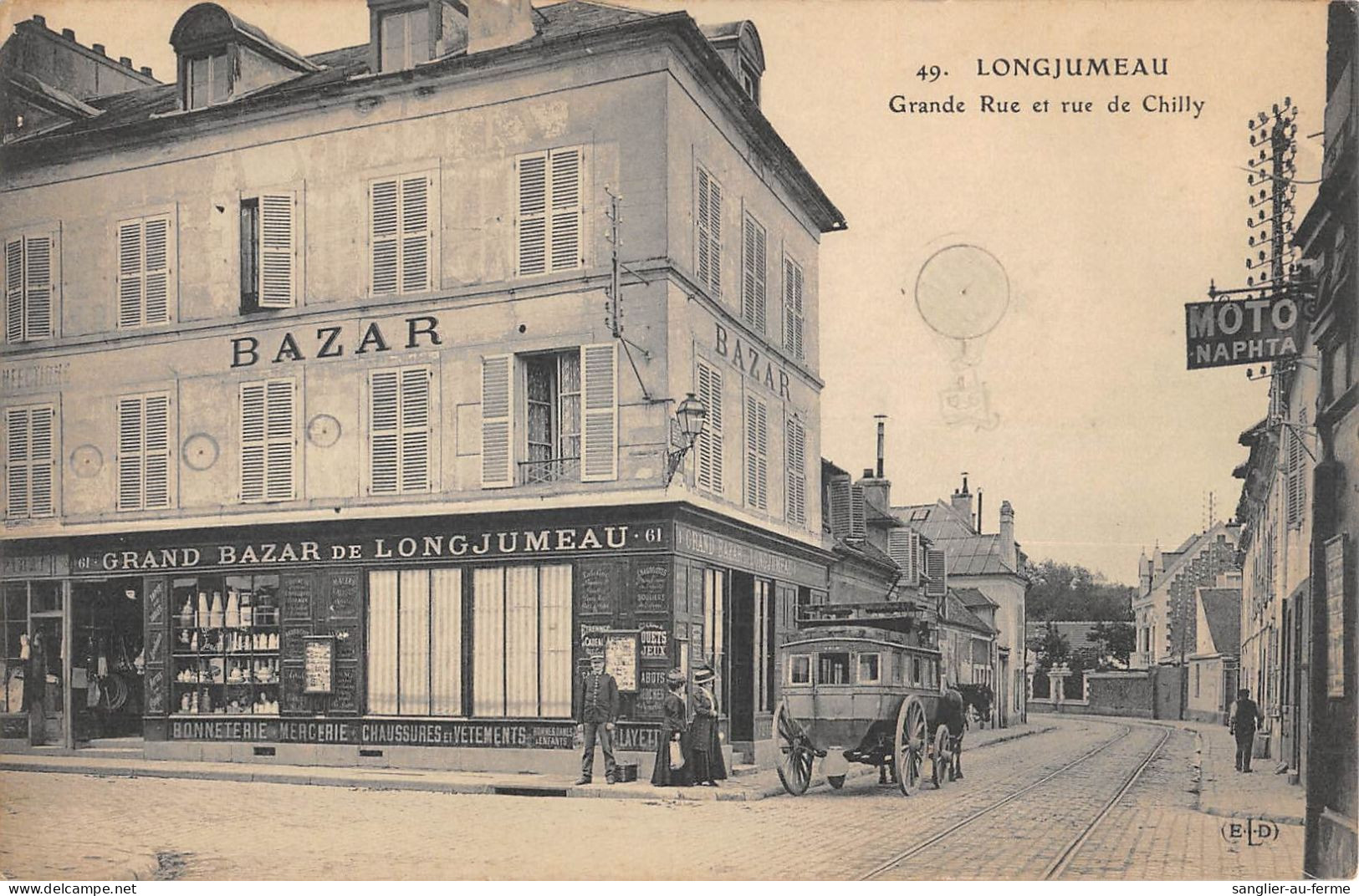 CPA 91 LONGJUMEAU / GRANDE RUE / RUE DE CHILLY / GRAND BAZAR - Longjumeau