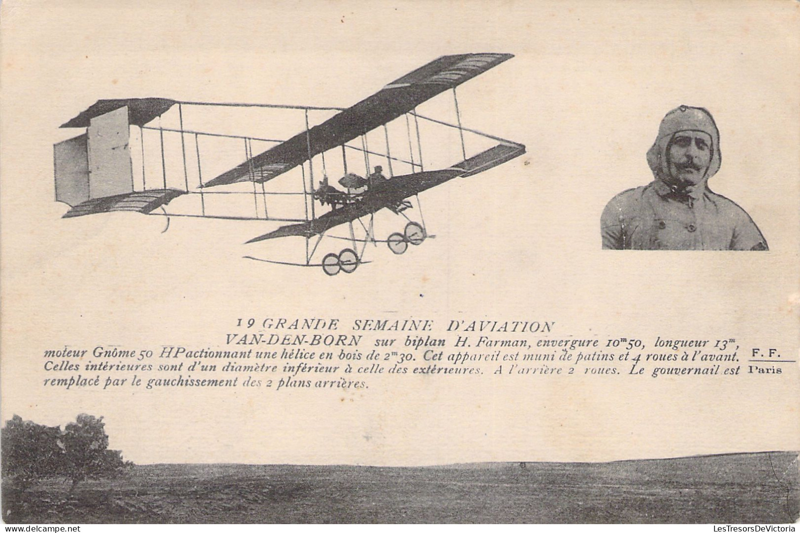 AVIATEUR - VAN DER BORN Sur Biplan H FARMAN - Carte Postale Ancienne - Aviateurs