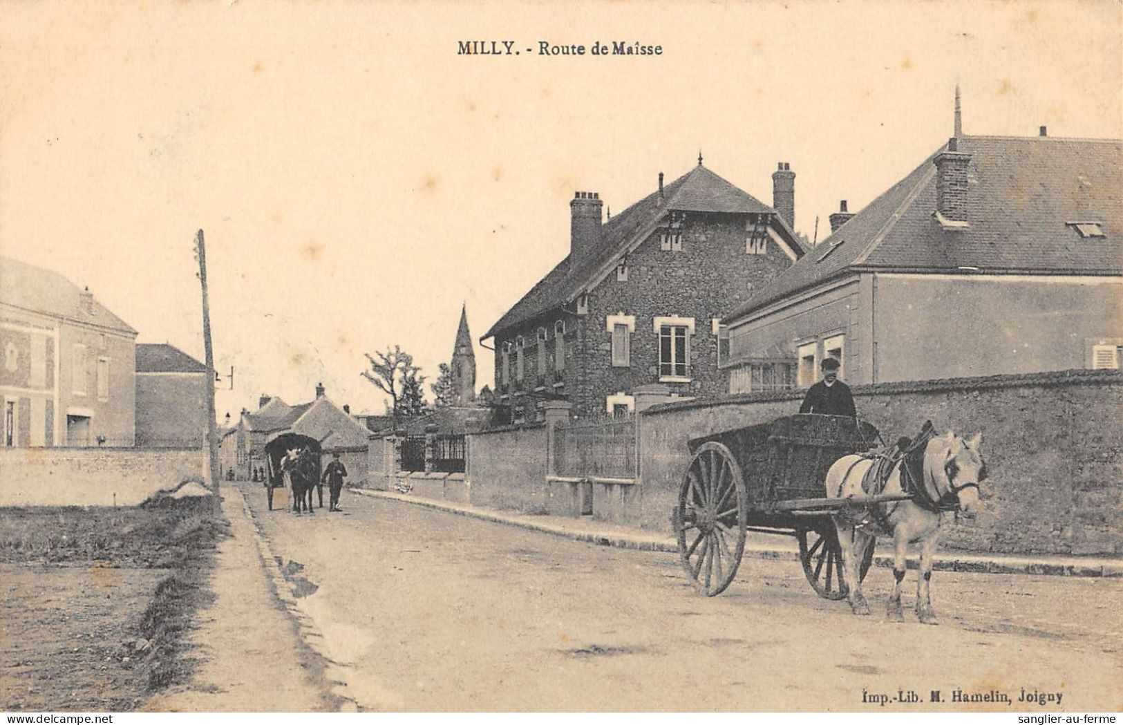 CPA 91 MILLY / ROUTE DE MAISSE / ATTELAGE - Milly La Foret