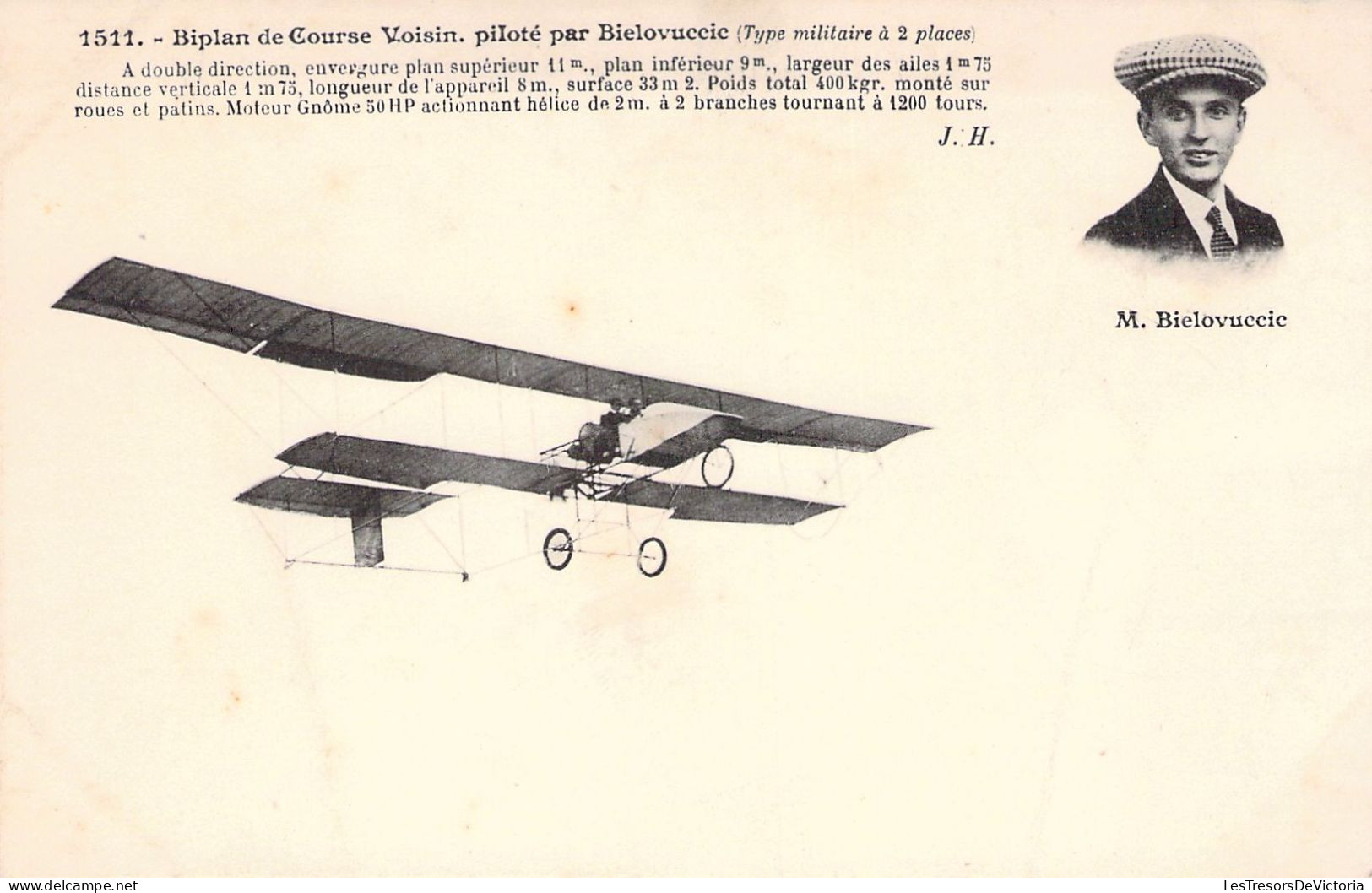 AVIATEUR - Biplan De Course Voisin Piloté Par BIELOVUCCIC - Carte Postale Ancienne - Aviateurs