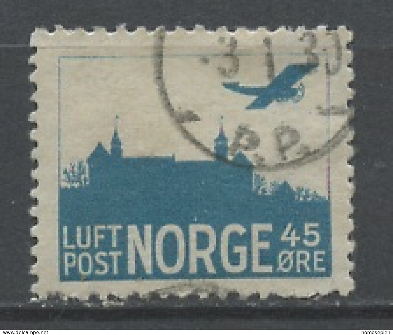 Norvège - Norway - Norwegen érinnophilie 1927-34 Y&T N°PA1 - Michel N°F136 (o) - 45ö Avion Survolant Le Château D'Akersh - Usati