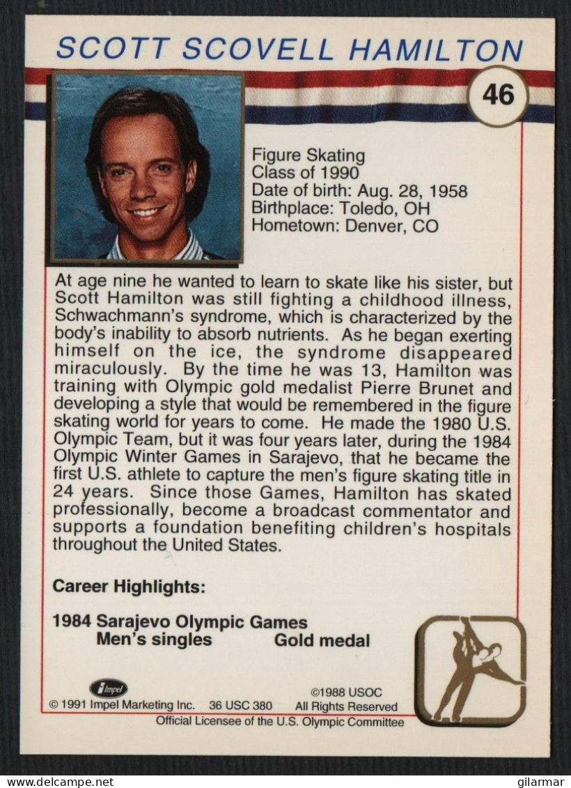 UNITED STATES - U.S. OLYMPIC CARDS HALL OF FAME - FIGURE SKATING - SCOTT HAMILTON- # 46 - Trading Cards