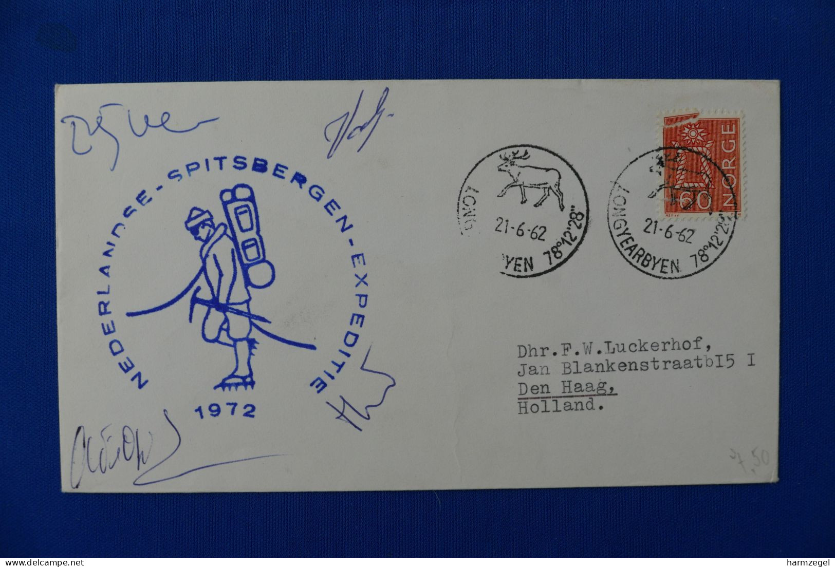 Polar, Spitsbergen, Reindeer, Nederlandse Spitsbergen Expeditie 1972 (signed Envelope) - Programmi Di Ricerca