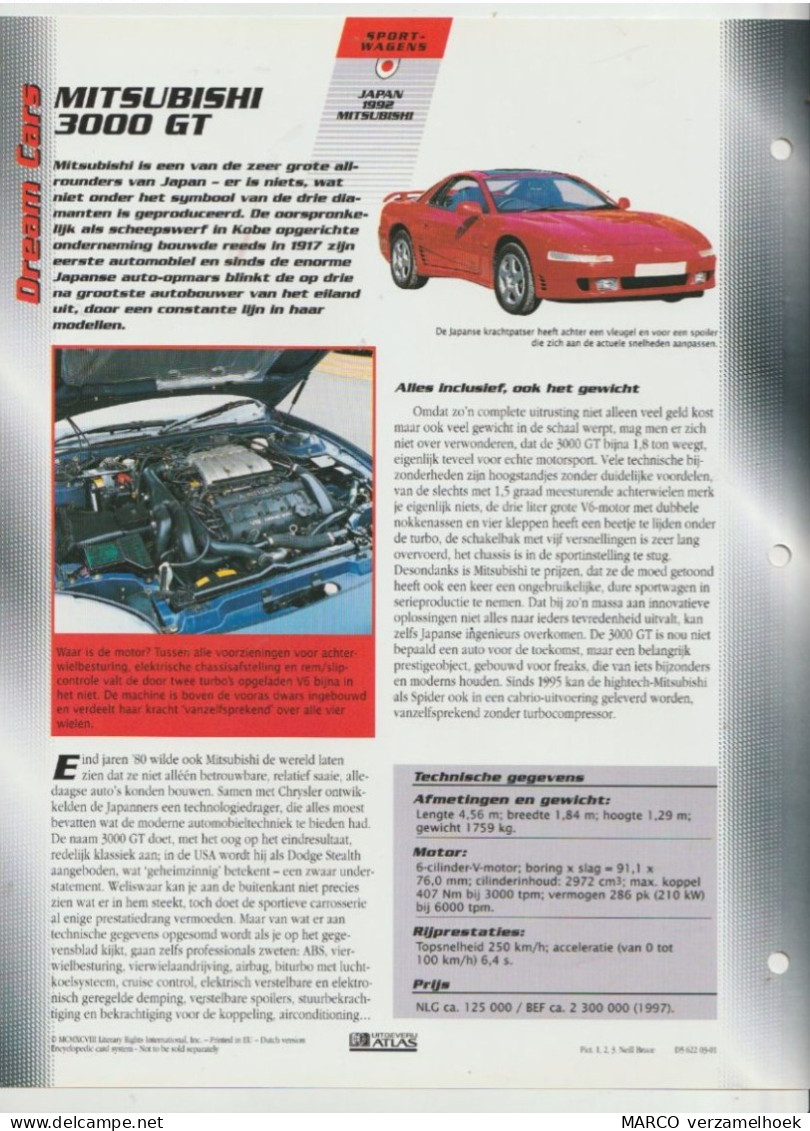 Dream Cars Atlas Collection 1998 Mitsubishi 3000 GT - Voitures