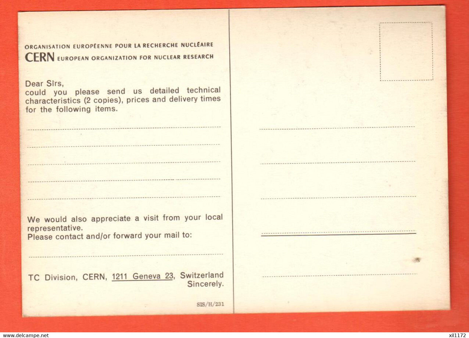 ZUH-04c RARE Genève Meyrin CERN Centre Européen Recherche Nucléaire.Réception Vers Les Années 1970  GF NC - Genève