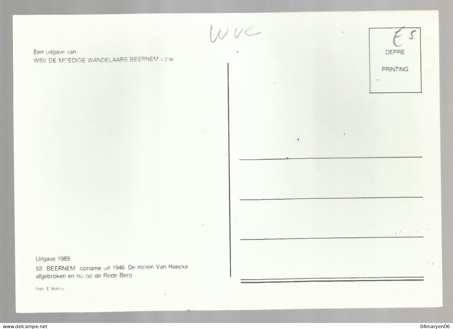 ***  BEERNEM  ***  -  Molen Van Haecke  -    Zie / Voir Scan's - Beernem