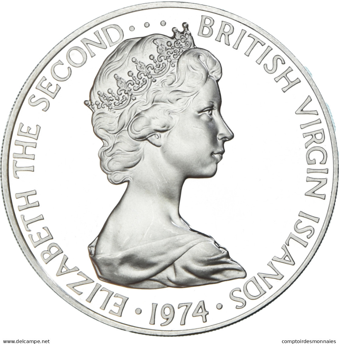 Monnaie, Îles Vierges Britanniques, Elizabeth II, Dollar, 1974, Franklin Mint - Iles Vièrges Britanniques