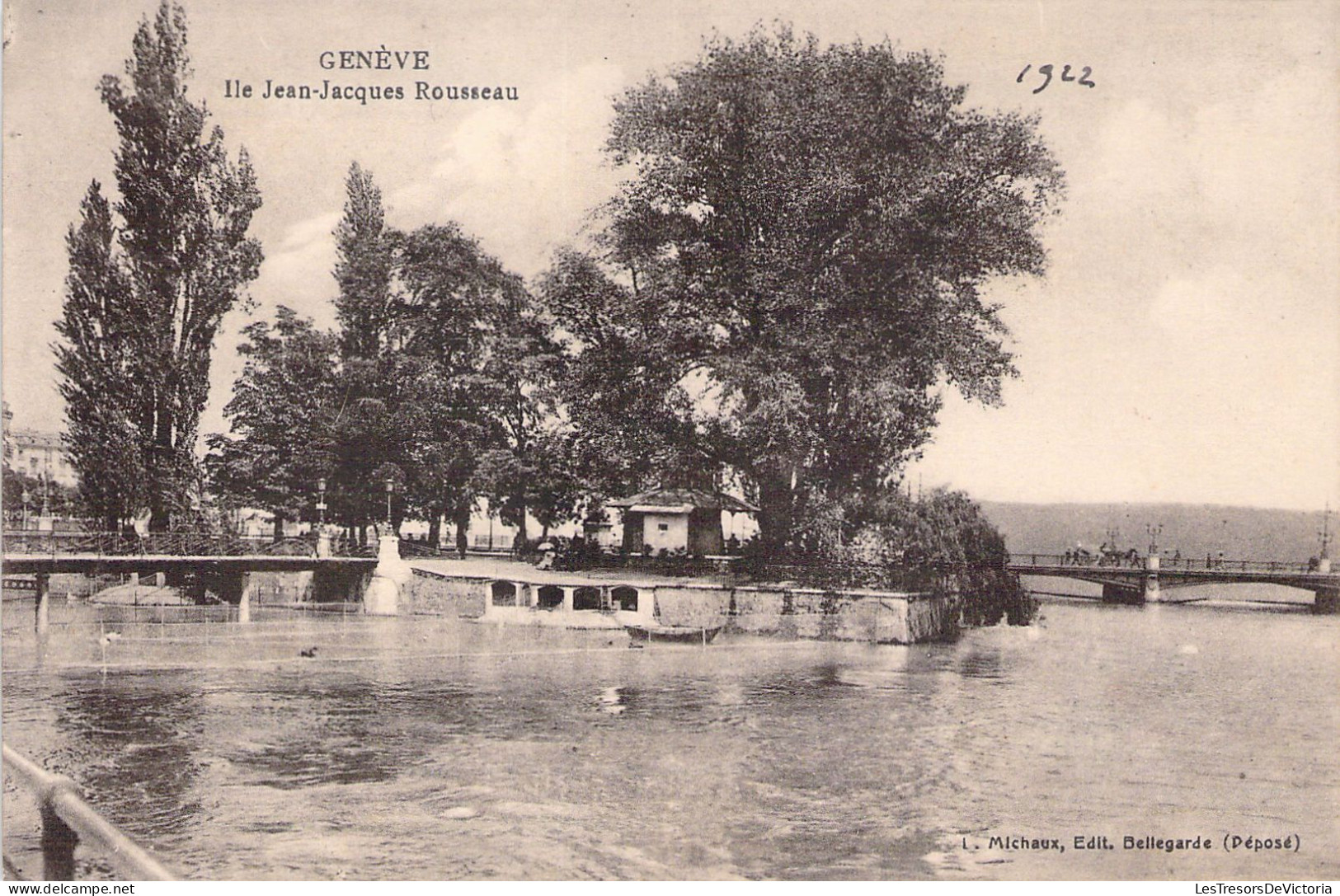 SUISSE - GENEVE - Ile Jean Jacques ROUSSEAU - Carte Postale Ancienne - Genève