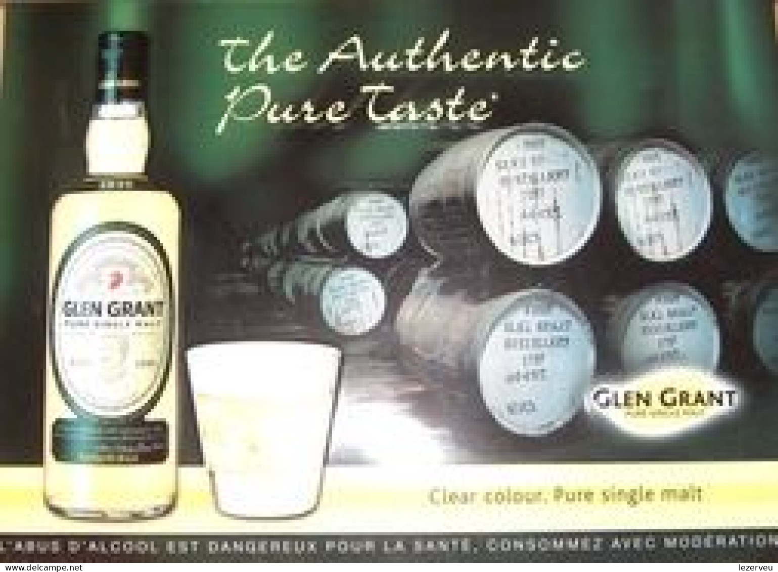 PUBLICITE PLAQUE TOLE WHISKY GLEN GRANT PURE TASTE SINGLE MALT (dimensions 54X30 Cm) - Enseignes