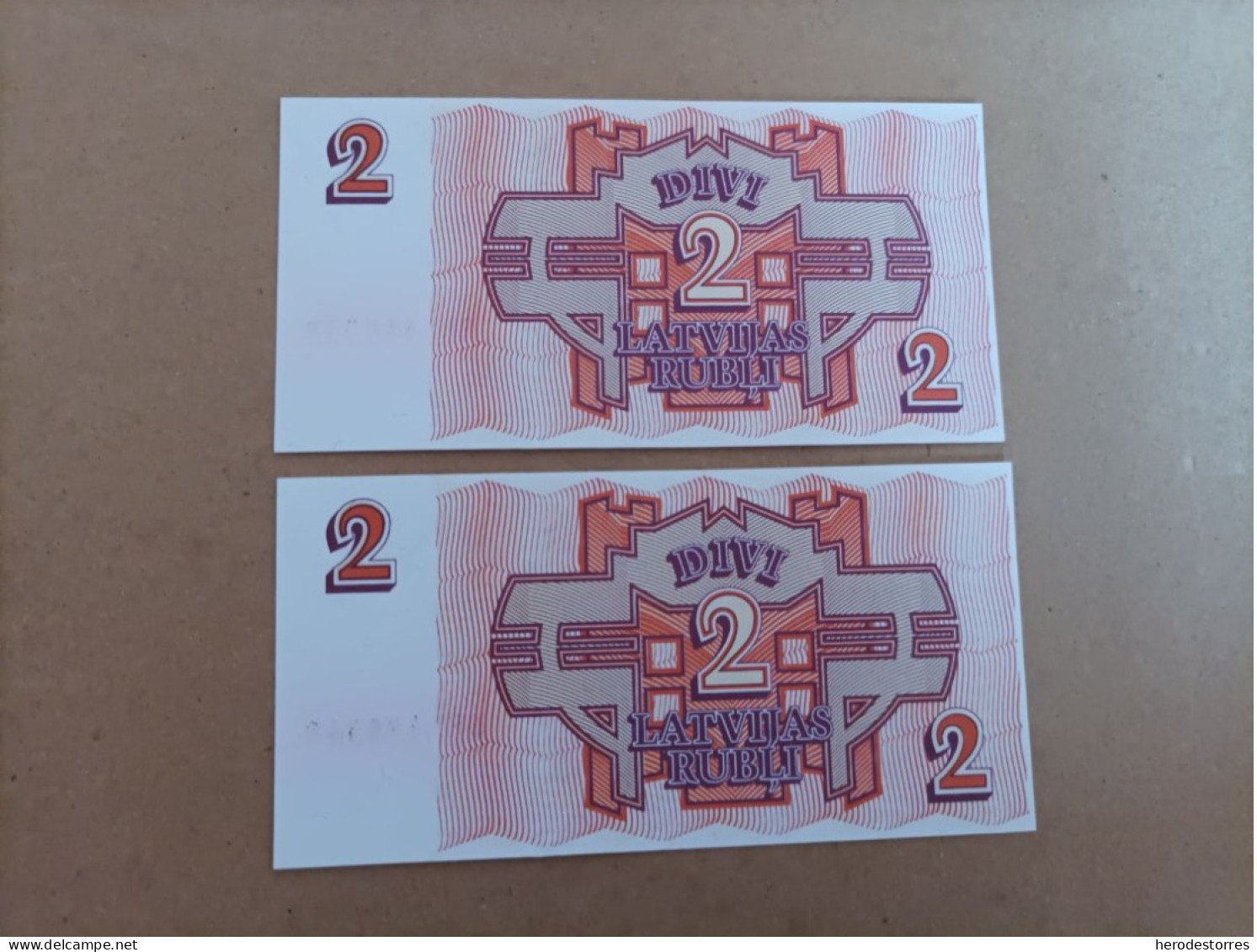 Pareja Correlativa De Letonia De 2 Rublos, Año 1992, UNC - Letland