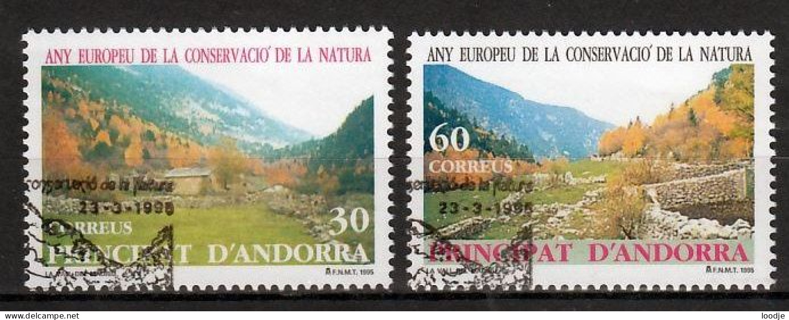 Spaans Andorra Mi 241,242 Europa Natuurjaar Gestempeld - Used Stamps