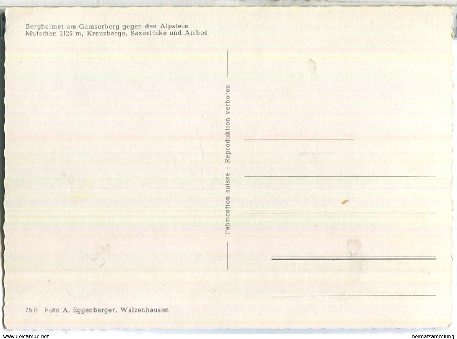 Bergheimet Am Gamserberg Gegen Den Alpstein - Verlag A. Eggenberger Walzenhausen - Gams