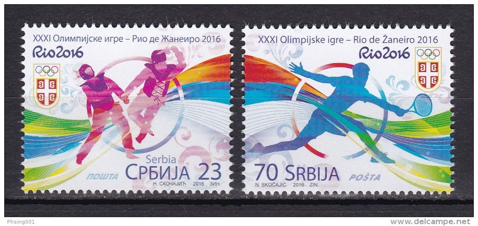 Serbia 2016 Rio Olympic Games Brazil Taekwondo Tennis Sports Flags, Set MNH - Summer 2016: Rio De Janeiro