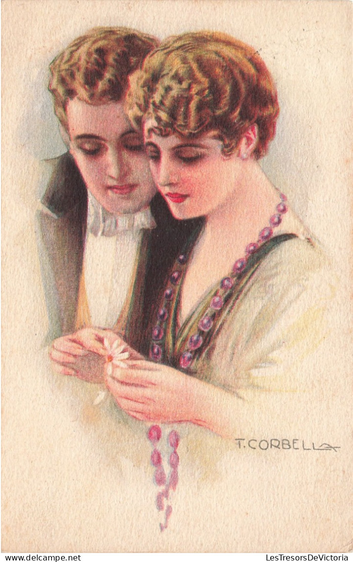 Illustrateur - Corbella - Couple Comptant Les Pétales De Marguerite - Colorisé - Dell'Anna Et G - Carte Postale Ancienne - Corbella, T.