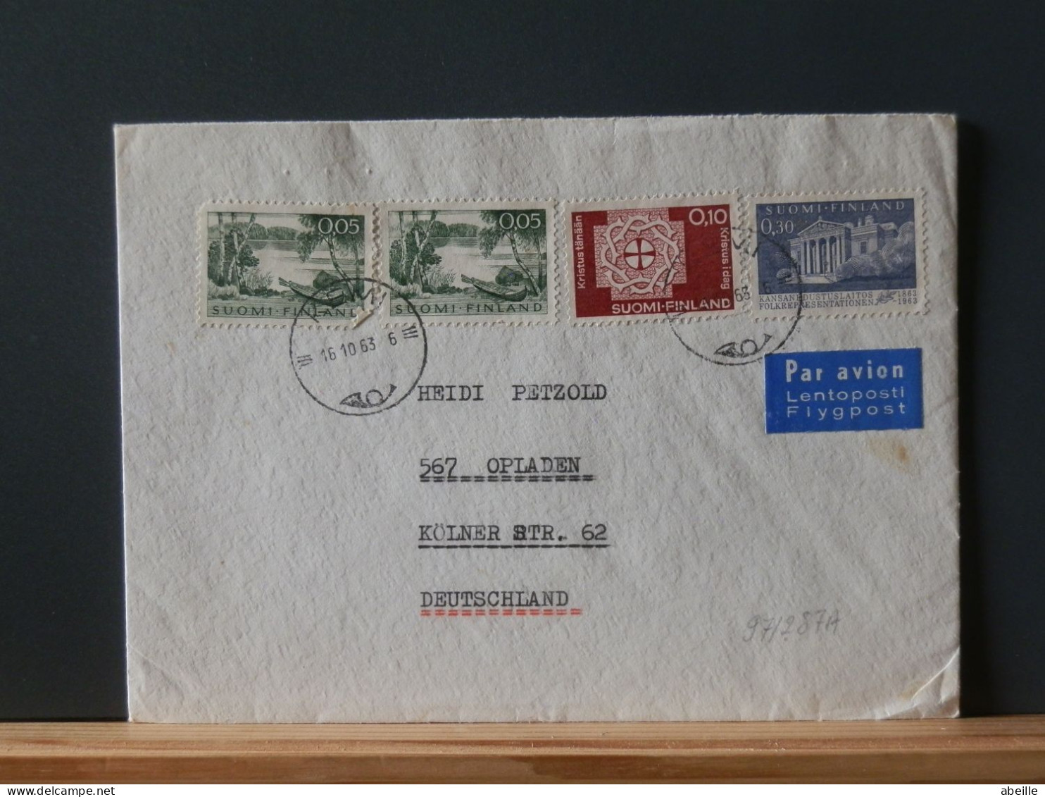 97/287A  LETTRE  FINLANDE POUR ALLEMAGNE 1963 - Briefe U. Dokumente