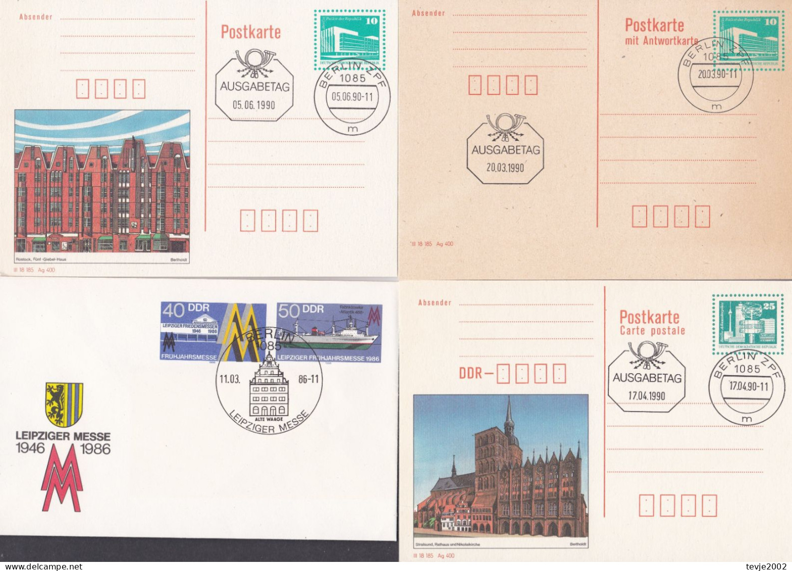 DDR 1986 - 1990 - 33 Stück Ganzsache Postkarte Umschläge  - Gestempelt Used - Alle Abgebildet - Postcards - Used