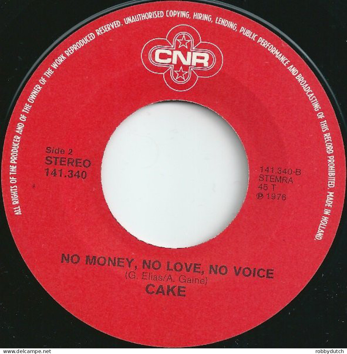 * 7" * CAKE - NO MONEY, NO LOVE (Holland 1976) - Reggae