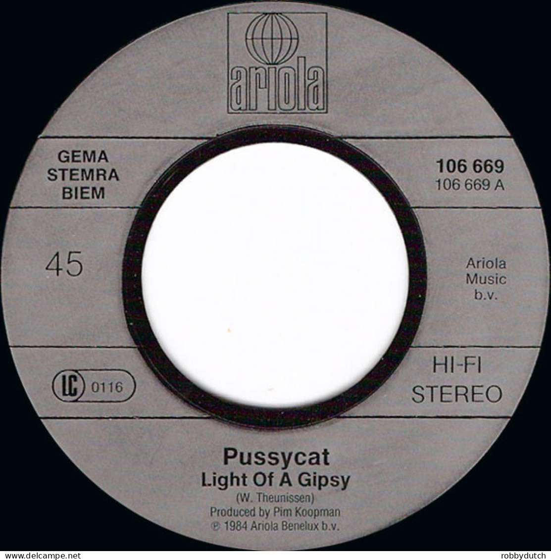 * 7" * PUSSYCAT _ LIGHT OF A GIPSY (Europe 1984) - Country Y Folk