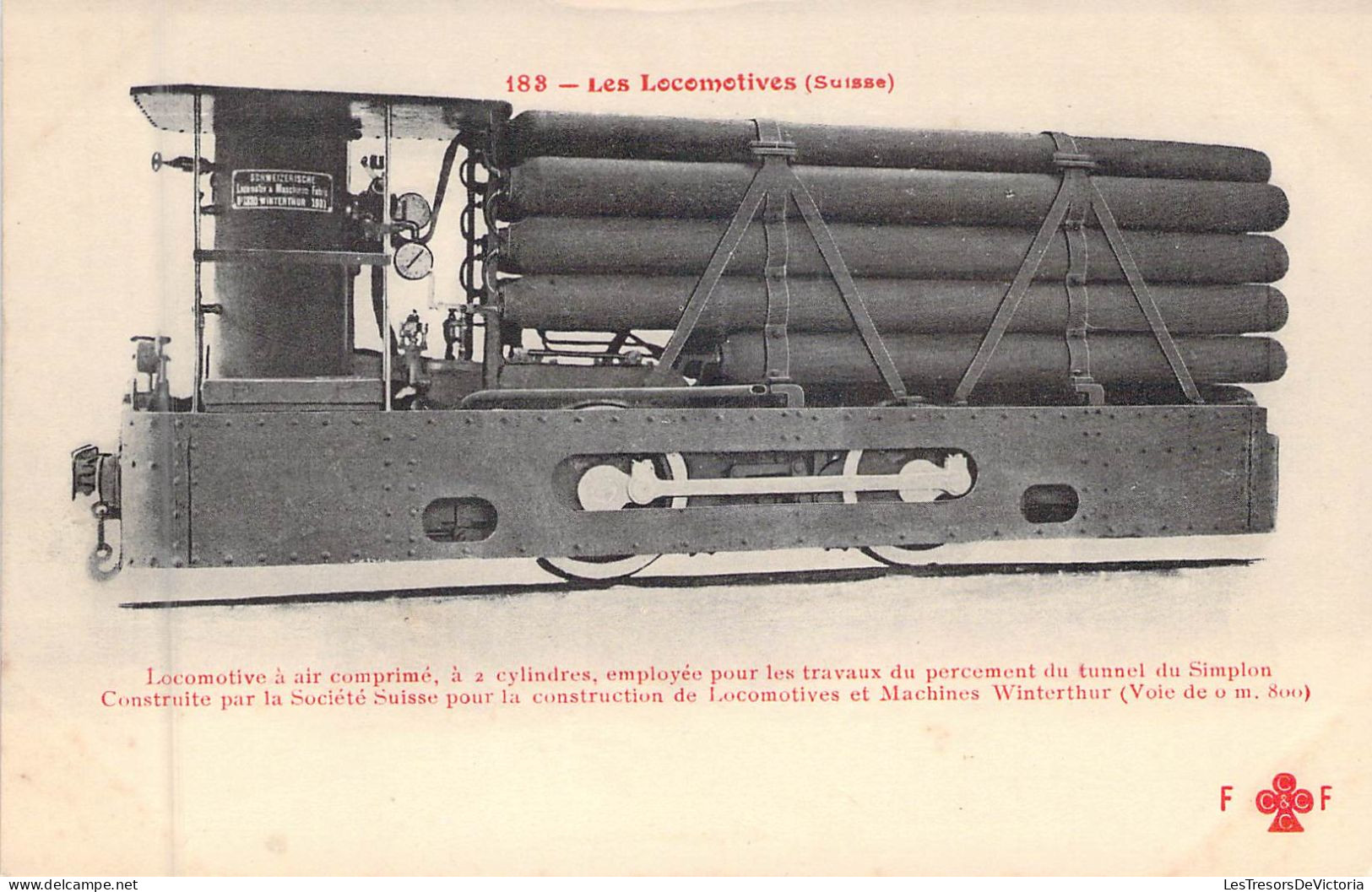 TRAINS - Les Locomotives (suisse) - Locomotive à Air Comprimé à 2 Cylindres  - Carte Postale Ancienne - Treinen