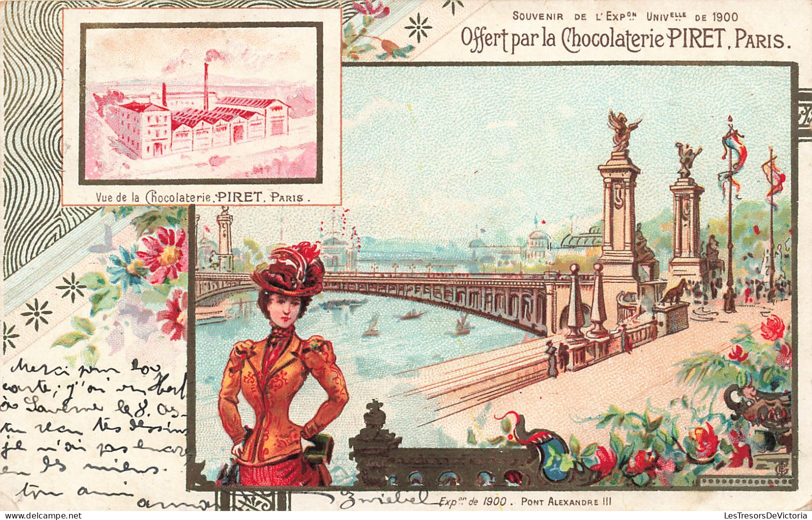 Publicité - Offert Par La Chocolaterie Piret Paris - Pont Alexandre III - Dorure - Carte Postale Ancienne - Advertising