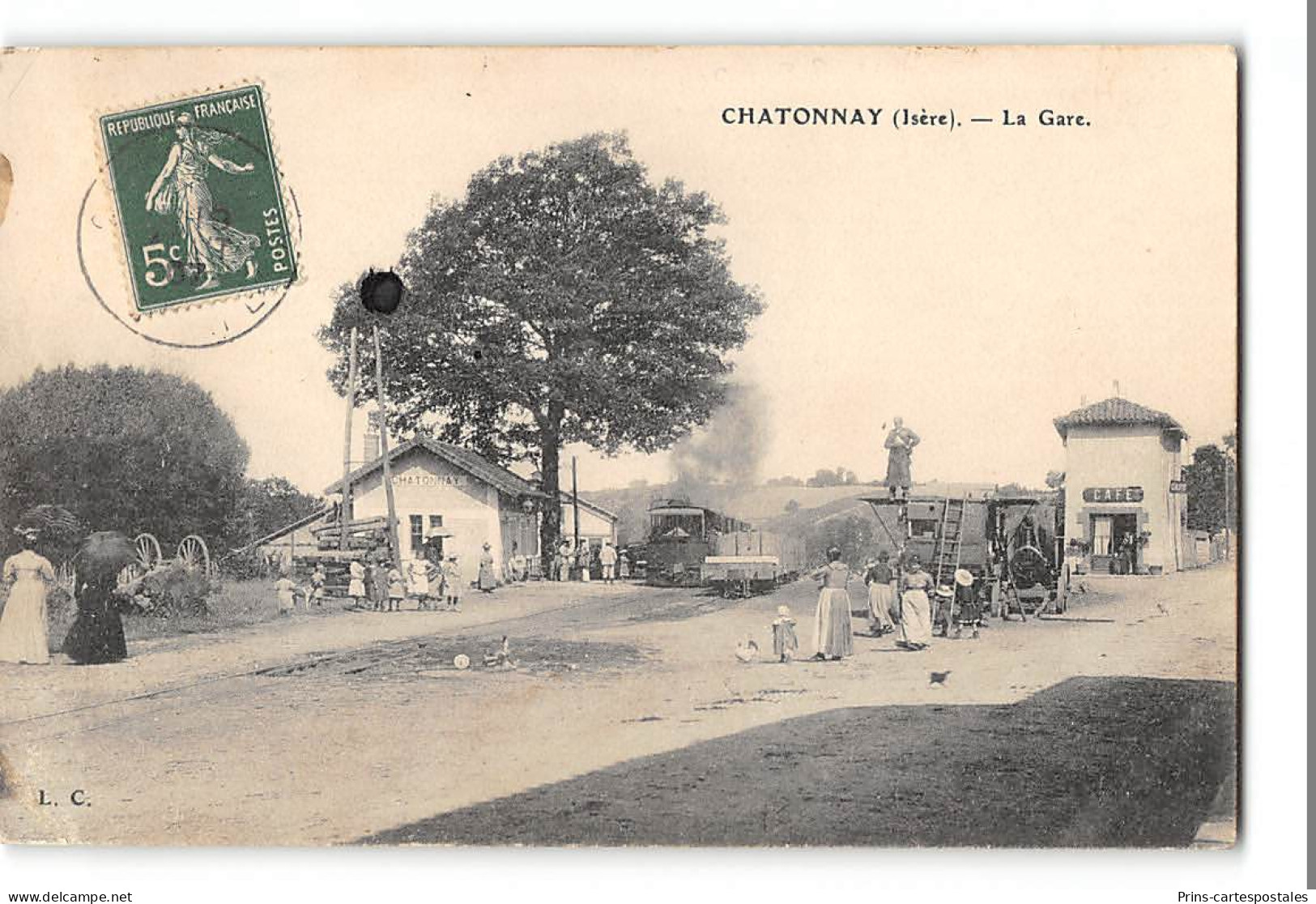 CPA 38 Chatonnay La Gare Et Le Train Tramway - Châtonnay