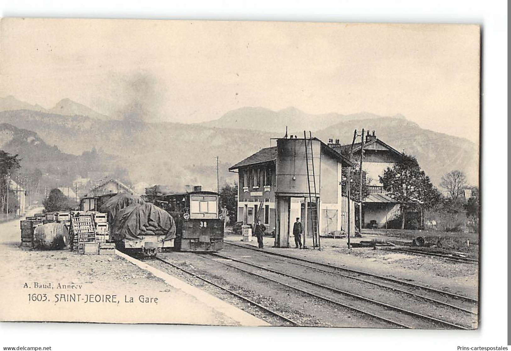 CPA 74 St Saint Jeoire En Faucigny La Gare Et Le Train Tramway - Saint-Jeoire