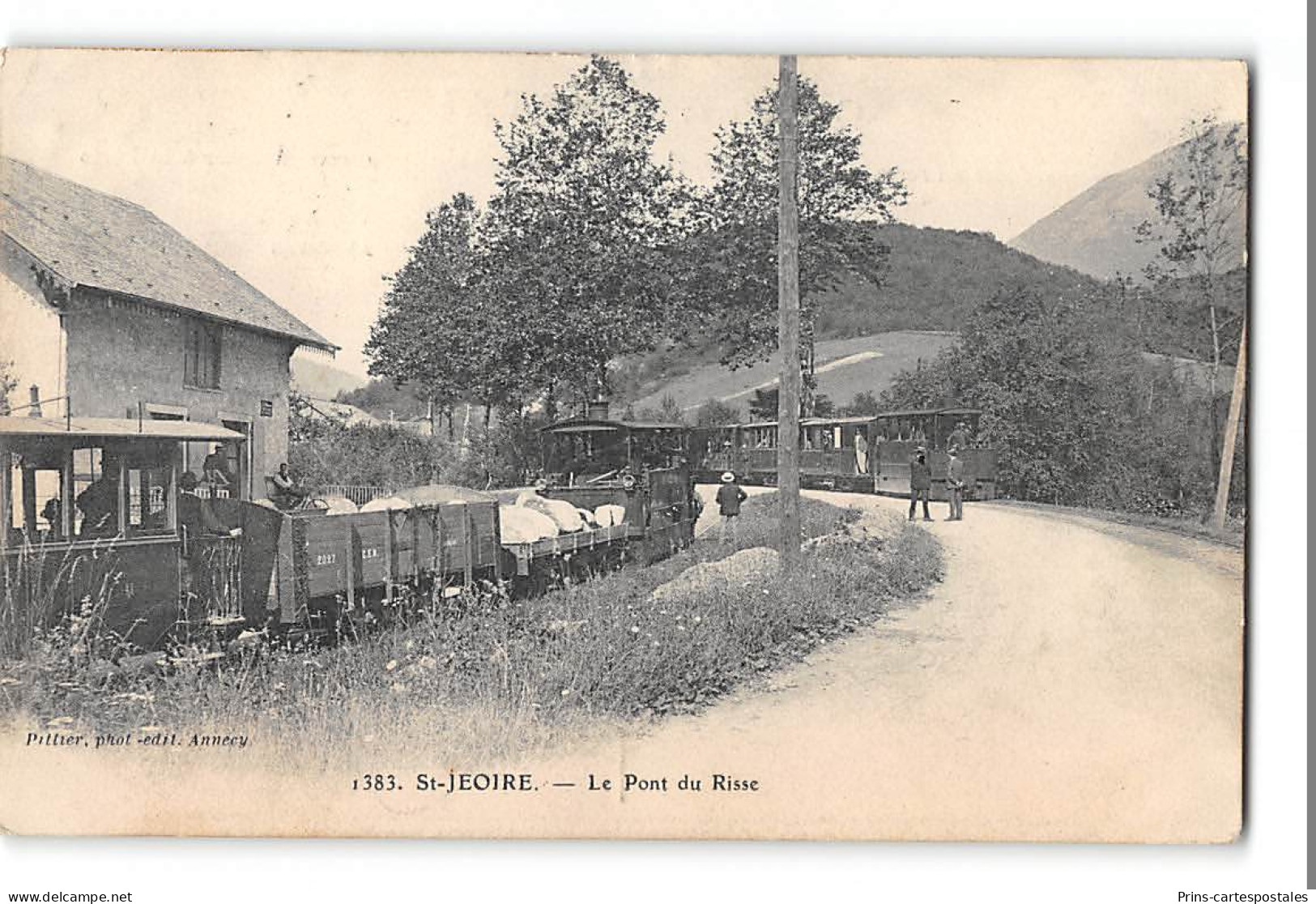 CPA 74 St Saint Jeoire En Faucigny Le Pont Du Risse Et Le Train Tramway - Saint-Jeoire