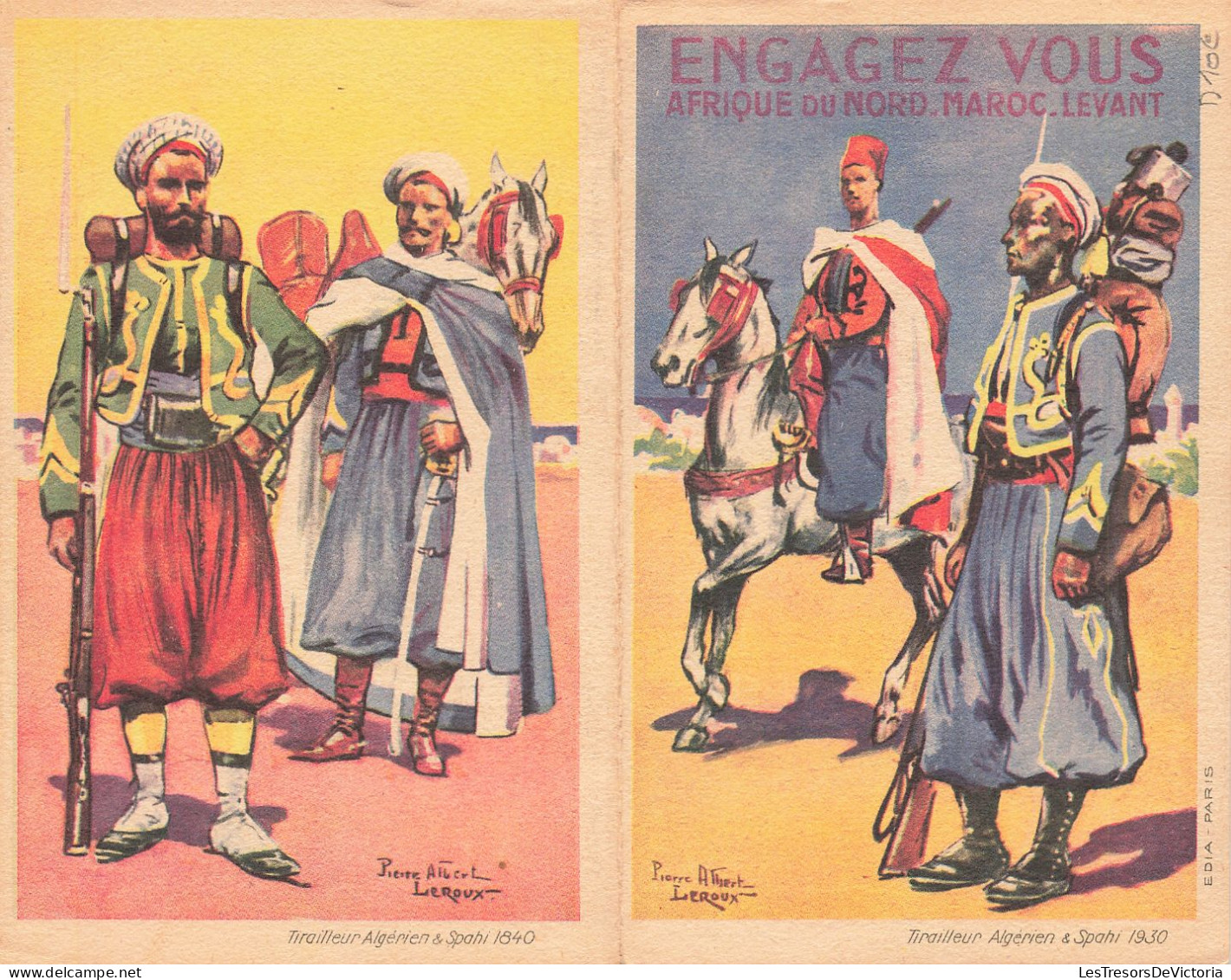 Publicité - Tailleur Algérien Et Spahi 1840 - Illustrateur - Leroux - Double Carte   - Carte Postale Ancienne - Advertising