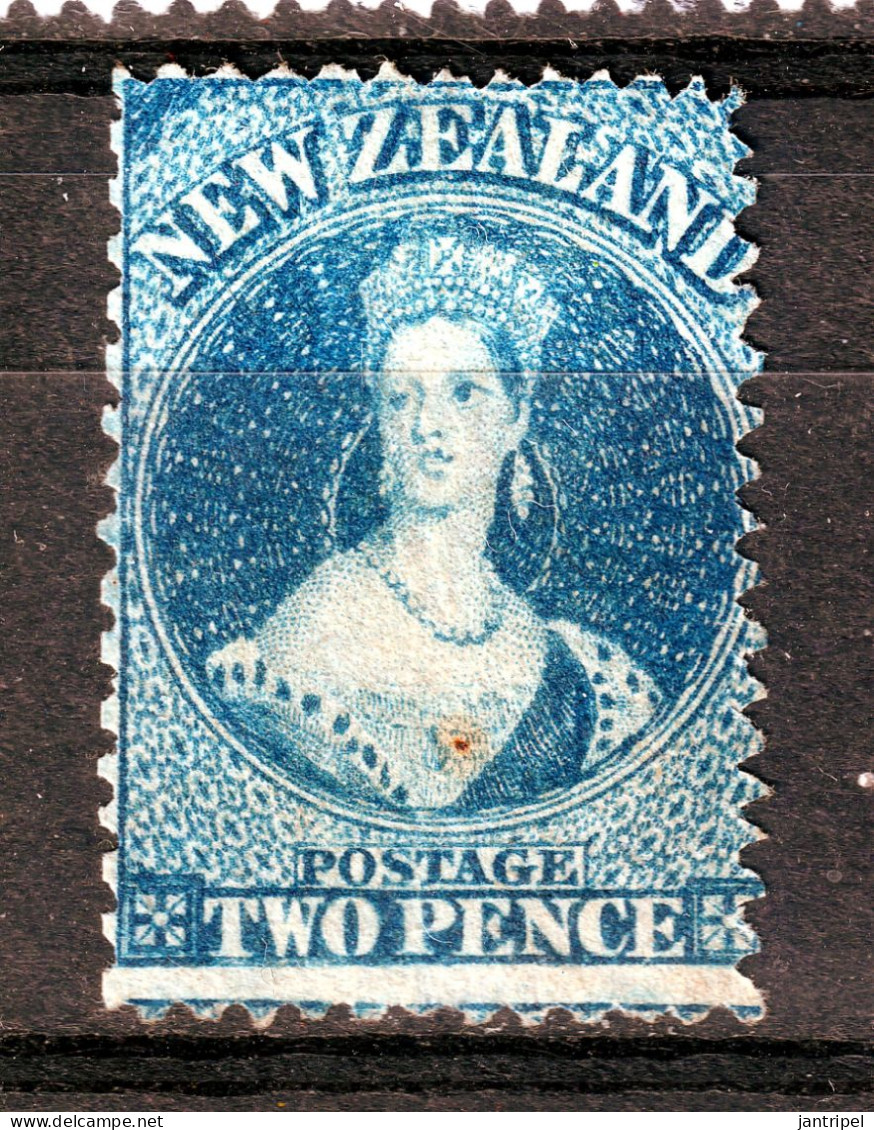 NEW ZEALAND QV CHALON  2 PENNY BLUE PERF.10X121/4 UNUSED NO GUM - Unused Stamps