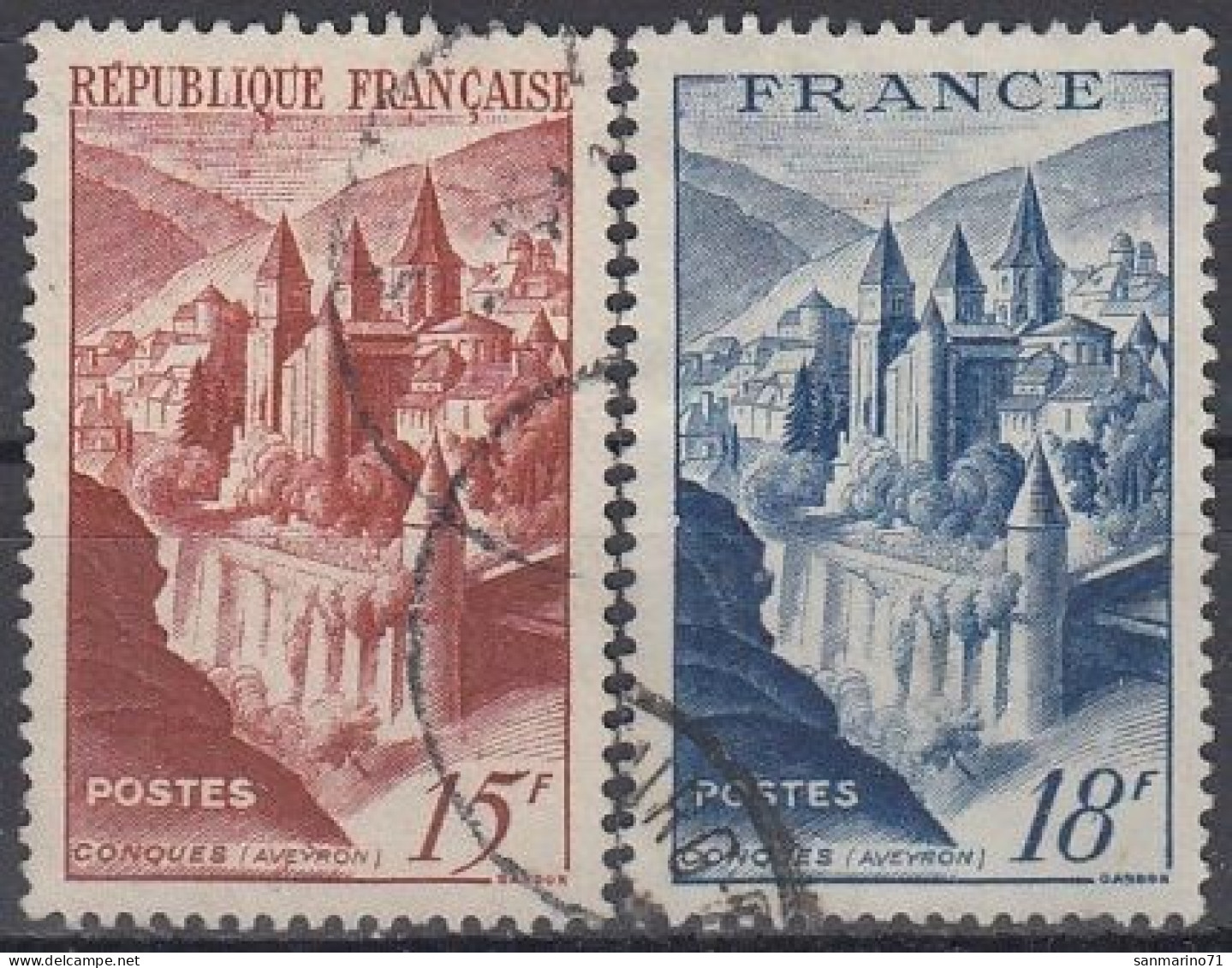 FRANCE 823-824,used,falc Hinged - Châteaux